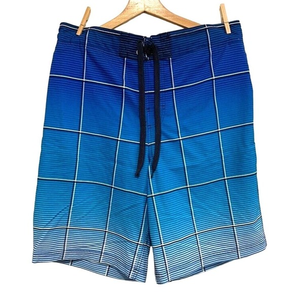 OP Other - OP - Bathing Suit trunk/ shorts lined blue plaid men's size Medium